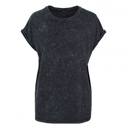 Front - Build Your Brand Womens/Ladies Acid Wash Extended Shoulder T-Shirt