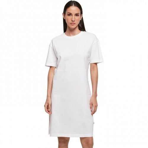 Front - Build Your Brand Womens/Ladies Organic Split Hem Oversized T-Shirt Dress