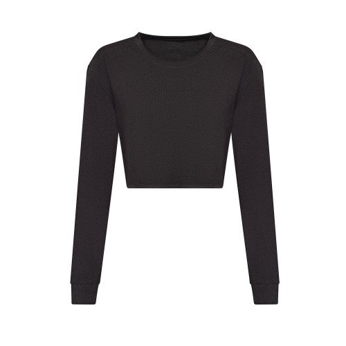 Front - Awdis Womens/Ladies Heather Cropped Long-Sleeved T-Shirt