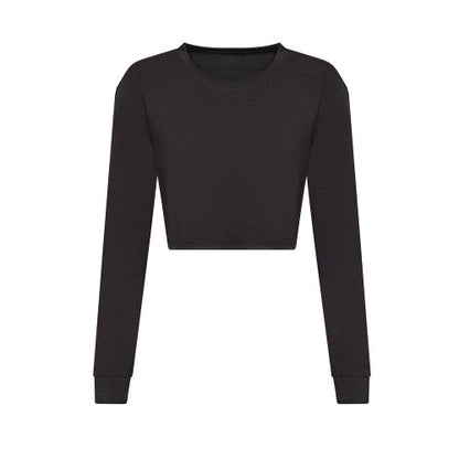 Front - Awdis Womens/Ladies Heather Cropped Long-Sleeved T-Shirt