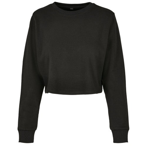 Front - Build Your Brand Womens/Ladies Terrycloth Crop Sweatshirt