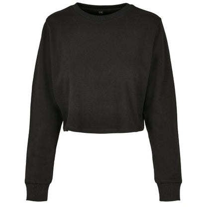 Front - Build Your Brand Womens/Ladies Terrycloth Crop Sweatshirt