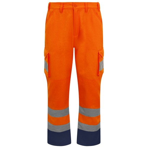 Front - PRORTX Mens Hi-Vis Cargo Trousers