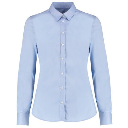 Front - Kustom Kit Womens/Ladies Oxford Stretch Tailored Long-Sleeved Shirt