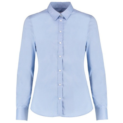 Front - Kustom Kit Womens/Ladies Oxford Stretch Tailored Long-Sleeved Shirt