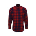 Front - Premier Mens Mulligan Checked Cotton Long-Sleeved Shirt