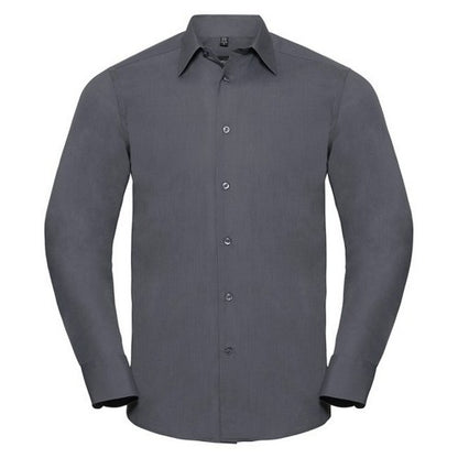 Front - Russell Collection Mens Polycotton Easy-Care Long-Sleeved Formal Shirt