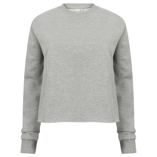 Front - SF Womens/Ladies Slounge Heather Cropped Sweatshirt