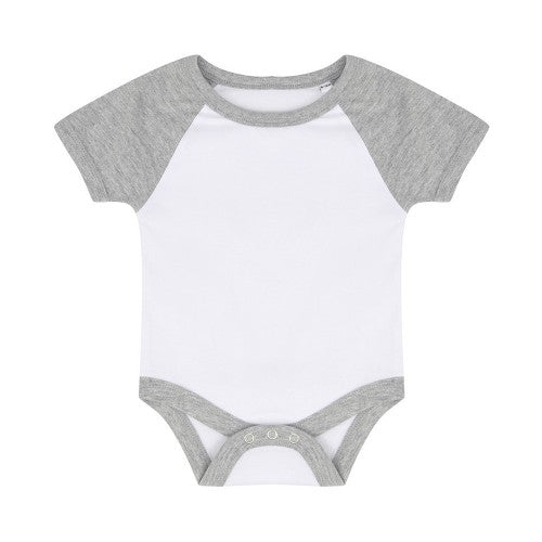 Front - Larkwood Baby Essential Short-Sleeved Baseball Bodysuit