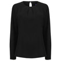 Front - Henbury Womens/Ladies Yarn Pleat Front Long-Sleeved Blouse