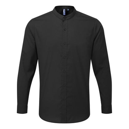 Front - Premier Mens Banded Collar Long-Sleeved Formal Shirt