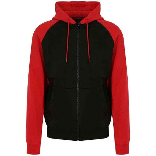 Front - Awdis Womens/Ladies Raglan Baseball Full Zip Hoodie