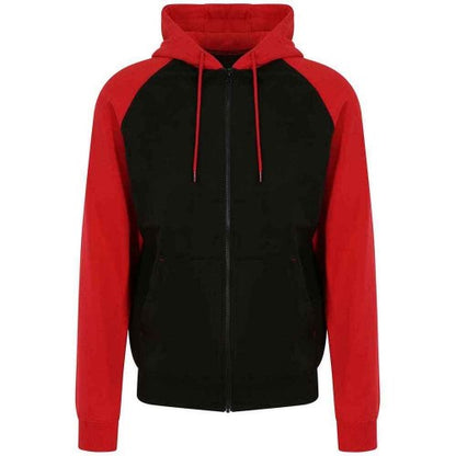 Front - Awdis Womens/Ladies Raglan Baseball Full Zip Hoodie