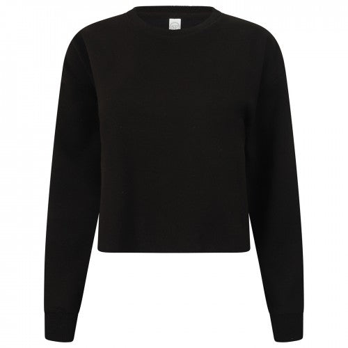 Front - SF Womens/Ladies Slounge Cropped Sweatshirt