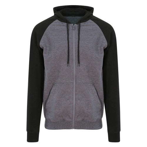 Front - Awdis Unisex Adult Baseball Full Zip Hoodie