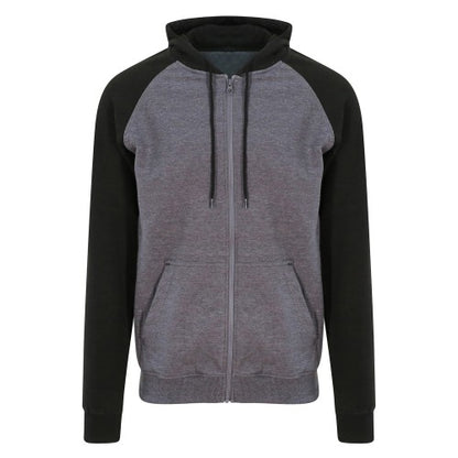 Front - Awdis Unisex Adult Baseball Full Zip Hoodie