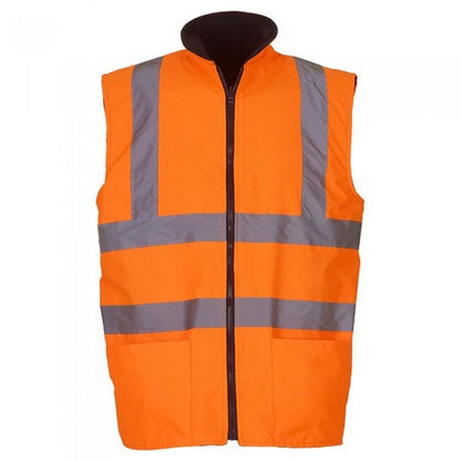 Front - Yoko Unisex Adult Hi-Vis Fleece Reversible Body Warmer