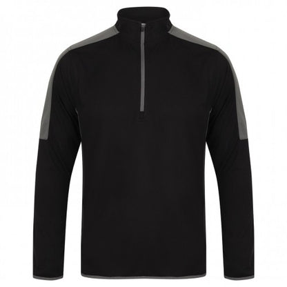 Front - Finden & Hales Mens Contrast Panel Quarter Zip Midlayer