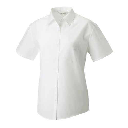 Front - Russell Collection Womens/Ladies Poplin Easy-Care Short-Sleeved Shirt