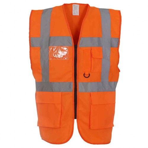 Front - Yoko Unisex Adult Executive Hi-Vis Safety Waistcoat