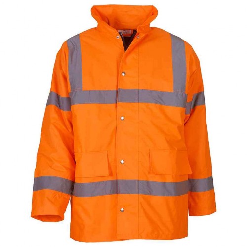 Front - Yoko Unisex Adult Classic Motorway Hi-Vis Safety Padded Jacket