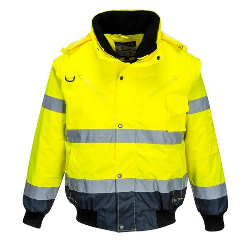 Front - Portwest Mens 3 In 1 Hi-Vis Bomber Jacket (C465) / Workwear