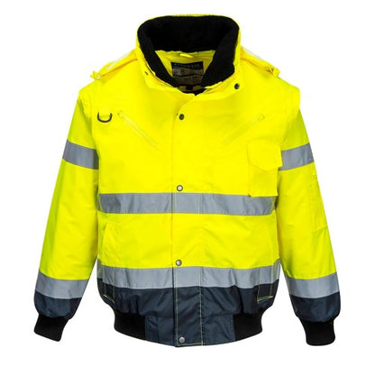 Front - Portwest Mens 3 In 1 Hi-Vis Bomber Jacket (C465) / Workwear