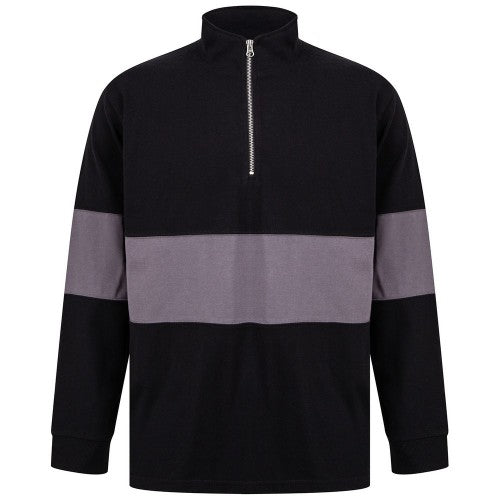 Front - Front Row Unisex Adult Panelled Quarter Zip Jumper