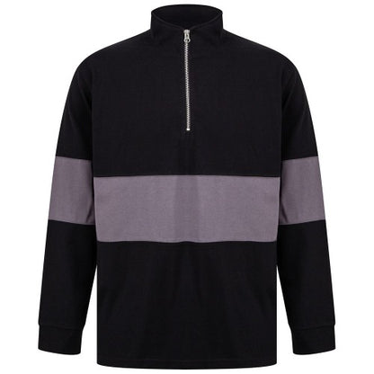 Front - Front Row Unisex Adult Panelled Quarter Zip Jumper