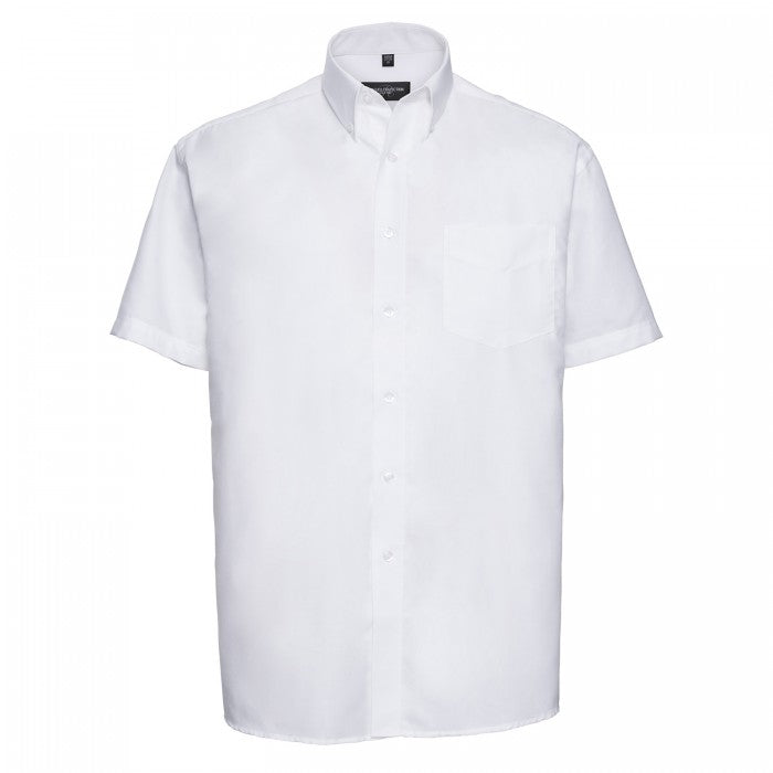 Front - Russell Collection Mens Oxford Easy-Care Short-Sleeved Shirt