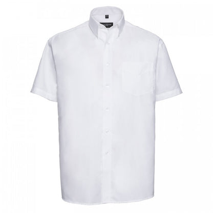 Front - Russell Collection Mens Oxford Easy-Care Short-Sleeved Shirt