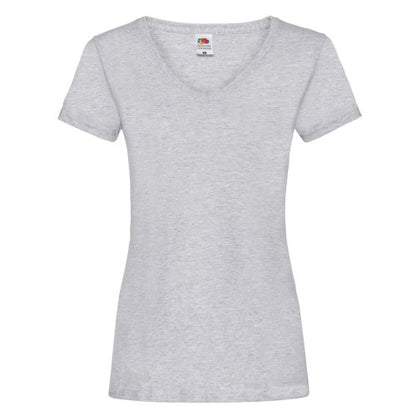 Front - Fruit of the Loom Womens/Ladies Valueweight Heather Deep V T-Shirt