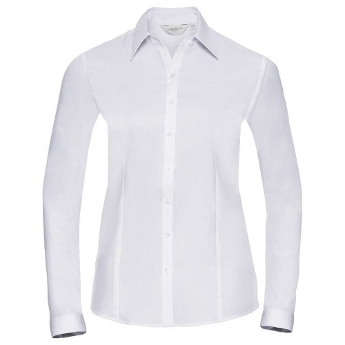 Front - Russell Collection Womens/Ladies Herringbone Long-Sleeved Shirt