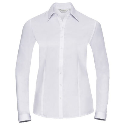 Front - Russell Collection Womens/Ladies Herringbone Long-Sleeved Shirt