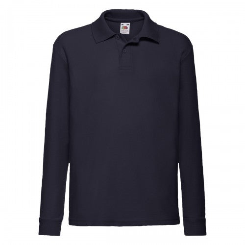 Front - Fruit of the Loom Childrens/Kids Long-Sleeved Polo Shirt