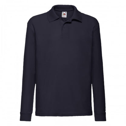 Front - Fruit of the Loom Childrens/Kids Long-Sleeved Polo Shirt