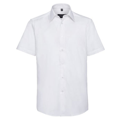 Front - Russell Collection Mens Plain Oxford Easy-Care Short-Sleeved Shirt