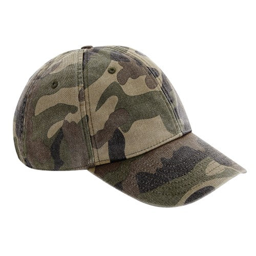 Front - Beechfield Camo Vintage Low Profile Baseball Cap