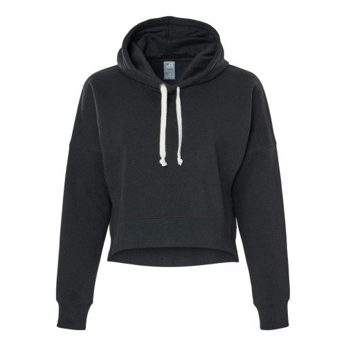 Front - J. America Women's Crop Hooded Sweatshirt