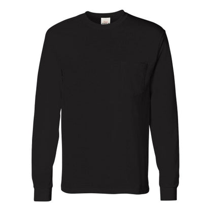 Front - Hanes Authentic Long Sleeve Pocket T-Shirt