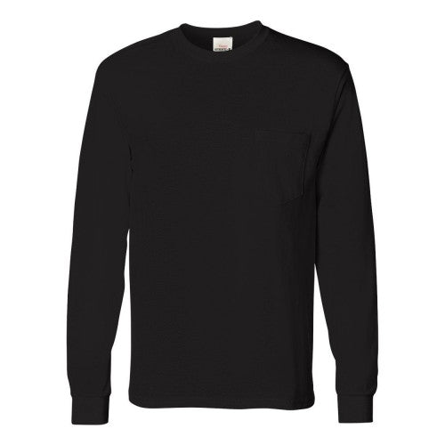 Front - Hanes Authentic Long Sleeve Pocket T-Shirt