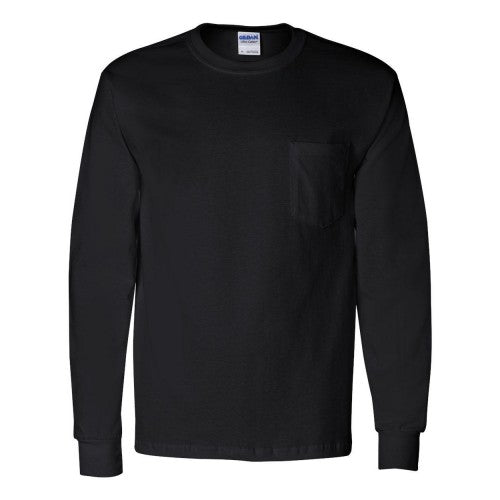 Front - Gildan Ultra Cotton Long Sleeve Pocket T-Shirt