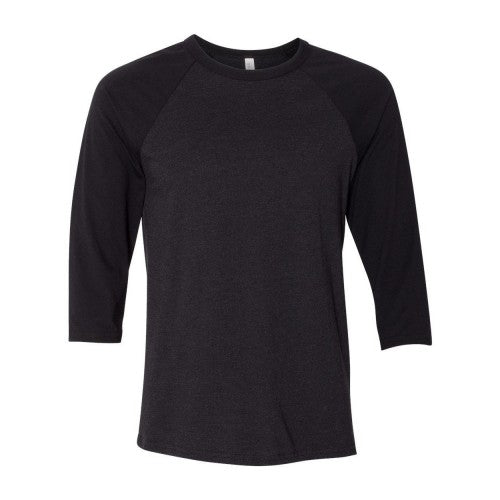 Front - BELLA + CANVAS Three-Quarter Sleeve Baseball Tee