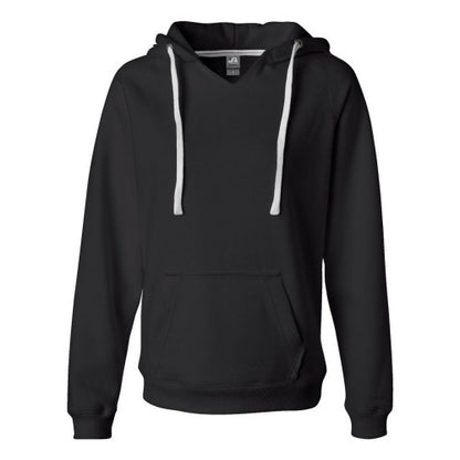 Front - J. America Women's Sueded V-Neck Hooded Sweatshirt