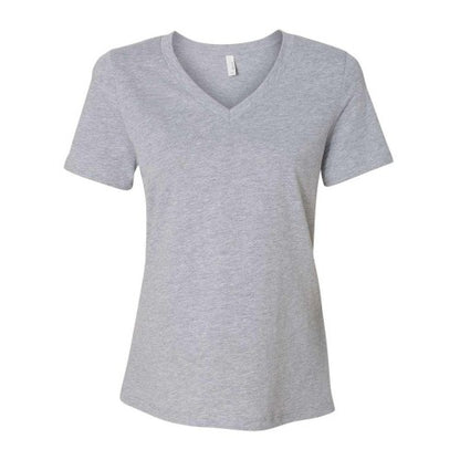 Front - BELLA + CANVAS Women's Relaxed Heather CVC V-Neck Tee