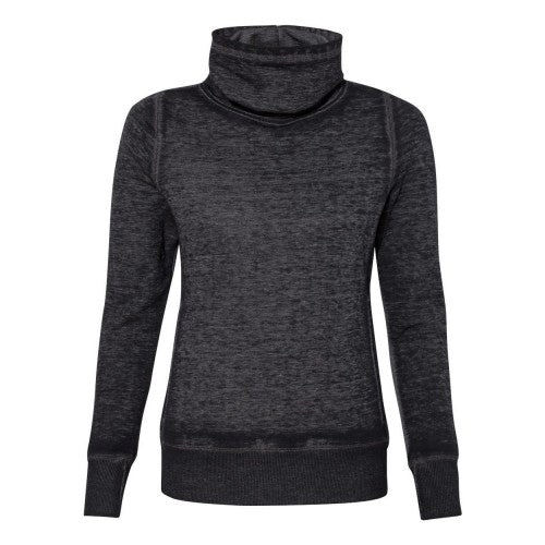 Front - J. America Womens Zen Fleece Cowl Neck Sweatshirt