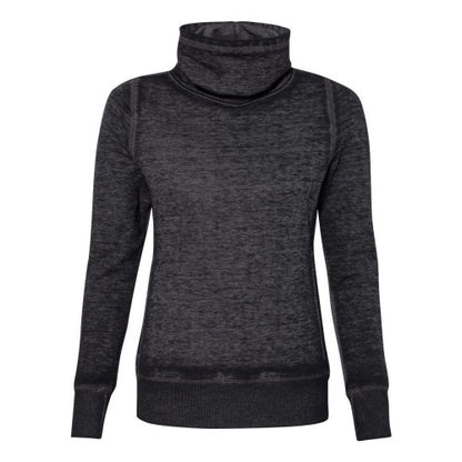 Front - J. America Womens Zen Fleece Cowl Neck Sweatshirt