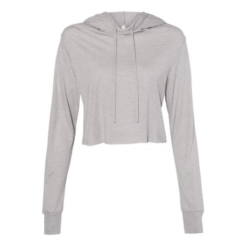 Front - BELLA + CANVAS Womens Triblend Crop Long Sleeve Hoodie