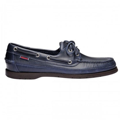 Front - Sebago Mens Schooner Waxed Leather Boat Shoes