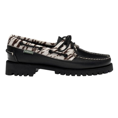 Front - Sebago Womens/Ladies Ranger Zebra Print Buff Leather Moccasins